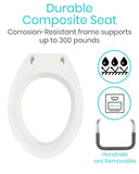 Vive Raised Toilet Seat Riser for Seniors (with Handles) - Handicap Rail Grab Bar Seat for Over Toilet - Elevated Safety for Elderly, Disabled, Medical - Elongated