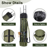ReeMoo Fishing Rod Bag Fishing Rod Case Portable foldable Fishing Pole Bag Large Capacity Fishing Rods and Tackles Storage Bag Holds 5 Poles