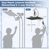 Hibbent 5-spray Filtered Rainfall Shower Head Combo, High Pressure 13'' Showerhead with Stainless Steel 4 Spray Modes Handheld, All Metal 4-way Diverter Arm with Pause Mode, 71'' Hose & Holder, Chrome