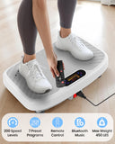 WATEYA Vibration Plate Exercise Machine, 200 Adjustable Speed Levels, 450 Lbs Capacity, Ideal for Vibration Plate for Lymphatic Drainage, Weight Loss & Whole - Body Workout (White)