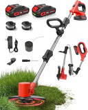 Electric Weed Eater 21V, Battery Powered Cordless String Trimmer, Weed Trimmer with Auto Line Feed, Weed Wacker Lawn Edger with 2 x 2.0Ah Battery and Fast Charger