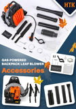 HTK 63 CC Gas Backpack Leaf Blower - 2-Stroke Engine, High-Velocity 665 CFM, Ergonomic Design, Low Vibration