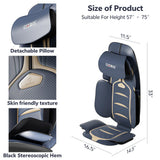 CLORIS Neck Back Massager with Heat, Automatic Adjustable Neckrest, 3D Shiatsu Compress & Rolling Massage Chair Pad for Full Body Relaxation, Home Office Chair Use, Gift for Family & Friends Blue&Gold