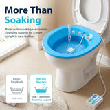 Pochik Electric Sitz Bath for Toilet Seat, Collapsible Portable Soaking Tub for Hemorrhoids and Postpartum Care, Automatic Flushing Sitz Bath Basin with Adjustable Flow - Indigo