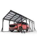 Garvee 13x21 ft Metal Carport Kit, 120° Steep-Pitch Vertical Roof for Snow Shedding, 133" High-Clearance Full-Sized Pickup & Van Shelter, Heavy-Duty Metal Car Port with Reinforced Frame