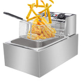 11.4QT/10.8L Electric Deep Fryer with Basket and Lid, 2500W Electric Fryer, Countertop Oil Fryer for French Fries, Onion Rings, Donuts, Temperature Adjustable 140-392℉, Stainless Steel Single Tank