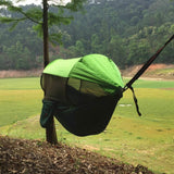 QZQHNYJ Recreation 1-2 Person Portable Outdoor Camping Hammock with Awning Mosquito Net High Strength Parachute Fabric Hanging Bed Hunting Swing Gifts for Hikers