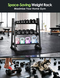 Leteuke Dumbbell Rack, 3 Tiers Heavy Duty Weight Rack for Home Gym, Trapezoidal Frame Space Saving Weight Storage Racks (1300LBS Capacity)