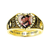 Oseew 2027 Custom Photo Graduation Ring for Women High School (Yellow Gold)