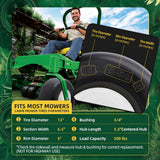 USCaster 13x6.50-6 Lawn Mower Tires Flat Free with Rim Assemblies (2 Pack),Universal 13x6.5-6 Solid Smooth Rubber Zero-Turn Lawn mowers Tire,5.5"-7.72”Centered Hub and 3/4" extra 5/8" 1/2” Bushings