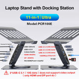 Laptop Docking Station Stand 11-IN-1 Triple Display HDMI DP 4K60Hz Gigabit Ethernet USB3.1 PD100W SD/TF Card Reader Audio