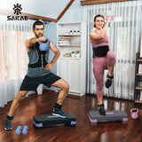 Adjustable Exercise Stepper Kit with Dumbbells & Kettlebell & Weightlifting Belt & Measuring Tape, 2 Level Risers Aerobics Step Platform for Home Gym Exercise Fitness Workout, Green Black