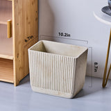 Ribbed Natural Travertine Striped Textures Small Bathroom Trash Can 2.5 Gallon(9 Liter), Resin Heavy Sturdy Kitchen Garbage Can,Living Room Bedroom Trash Can, Decorative Wastebasket for Home, Office