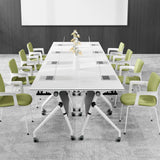 Folding Mobile Conference Room Table, 8 Pack 55.1”x21.65”x29.5” Flip Top Training Desk with 4 Locking Wheels, for Office Meeting Room Classroom