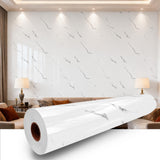 Qorqeous Carrara White Marble Peel and Stick Wallpaper, Glossy Texture Vinyl Wall Panels, Waterproof Renter Friendly, 23.6" x 394", TV Accent Wall, Bathroom, Foyer, Coffee Shop Decor