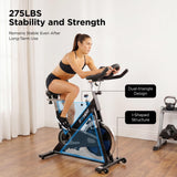 EFITMENT Magnetic Exercise Bike, Ultra-Stable Stationary Bike with Quiet Belt Drive, Indoor Cycling Bike for Home Cardio Workout, LCD Monitor & Bottle Holder IC031