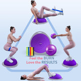 kisnbld Half Balance Ball Trainer, Inflatable 19/23 Inch Half Exercise Ball with Resistance Bands and Pilates Bal, Non-Slip 660lbs Capacity Yoga Ball for Home Gym Full Body Workouts