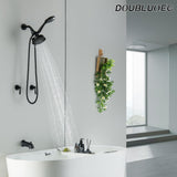 DOUBLUOEG 2 Handle Shower Faucet Set with Tub Spout Shower Faucets Sets Complete Two Handle, Matte Black 2 Handle Tub Shower Faucet Sets
