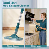 6 in1 Steam Mop Dual-Rod Design with Detachable Handheld Steamer, 300ML Removable Tank,23 FT Power Cable,includes Multi-purpose Accessories,Steam Mops for Floor Cleaning,Windows,Tile Grout.