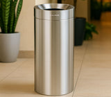 Alpine Indoor Commercial Trash Can Open Top- 27 Gallon Stainless Steel Garbage Can, Heavy Duty, Large, Tall Round Industrial Waste for Office, Hotel, Lobby, Business Bathrooms & High Traffic Areas