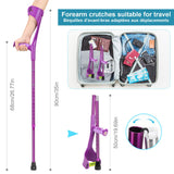Antdvao Folding Crutch (x1 Unit) Forearm Crutch Anti-Drop Cuff Reduces the Hassle of Picking Up Forearm Crutch，Comfortable Grip and Wear-Resistant, Non-Slip Forearm Crutch (Single Violet)