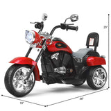 Costzon Kids Motorcycle, 6V Battery Powered Ride on Chopper Motorcycle w/Horn, Headlight, 3-Wheel Stable Ride on Toys, Electric Toddler Motorcycle for Kids Boys Girls Gift (Red)