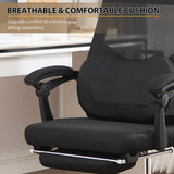 Qulomvs Ergonomic Office Chair with Massage&Heated Lumbar Support, Kneading Massage Office Chair with Foot Rest, Reclining Home Office Desk Chair Adjustable Mesh Computer Desk Chair with Wheels