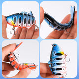 36pcs Fishing Lures Kit for Bass Pike Panfish Walleye Trout Including Multi Jointed Swimbaits Soft Duck Spider Frogs Soft Fish and with Floating Rotating Propeller Tail Tractor Topwater Lures