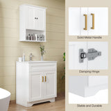 LDarqeer 30 Inch Bathroom Vanity with Ceramic Sink, Easy Tool-Free Installation Modern Farmhouse Sink Cabinet for Bathroom Remodel (White)