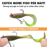 TRUSCEND Duramax Easy Catch TPE Soft Fishing Lures with BKK Hooks, Trembly Sinking and Vibrating Swim for More Bites, Pre-rigged Tear-Resistant Swimbaits for Bass, Trout, Crappie, Freshwater Saltwater
