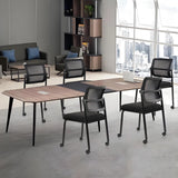 CLATINA 4PK Mesh Stacking Office Desk Chairs with Wheels, Portable Stackable Bulk Waiting Room Armless Chair with Adjustable Back & Fabric Seat for Guest Lobby Side School Church Conference Break