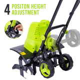 STEELITE 18 Inch Width Electric Tiller Cultivator, 8.7-Inch Depth Electric Rototiller with 24 Durable Steel Tines, 13.5 Amp Corded Cultivator for Gardening, 2-Adjustable Wheels for Garden Lawn Yard