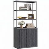 SICOTAS 71" Tall Book Shelf with Doors 5 Tier Bookshelf Bookcase