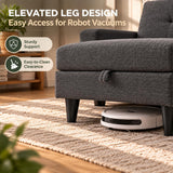 Pingliang 80-Inch Convertible Sectional Sofa with Ottoman, Dark Gray