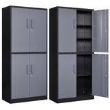 Letaya Metal Storage Cabinets with Lock Door and Shelves, Steel Garage Tool Cabinets for Home,Office, Warehouse,Lockers(71"-Black Gray)