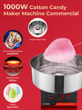 FOHERE 20 Inch Electric Cotton Candy Machine, 1100W Cotton Candy Machine For Kids,Cotton Candy Maker with Stainless Steel Bowl and Sugar Scoop,Candy Floss Maker,Home, Party, Birthday, Festival