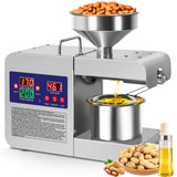 Oil Press Machine, Home Commercial Automatic Oil Press Extractor, Steel Stainless Electric Cold & Hot Press Oil Expeller with LCD Diplay for Peanut Sesame Coconut Soybean Sunflower Seeds Walnuts Rkazes