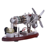 MechPuConToy 16-Cylinder Swash Plate Stirling Engine Generator Model with Voltage Digital Display Meter and LED