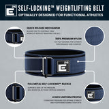 Self-Locking Weight Lifting Belt - Premium Weightlifting Belt for Serious Functional Fitness, Weight Lifting (X-Large, Midnight Blue)