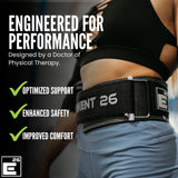 Element 26 Leather Weightlifting Belt for Men & Women - Self locking Adjustable Leather Lifting Belt for Powerlifting (Medium, Black)