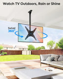 MOUNTUP Outdoor Ceiling TV Mount for 26"- 65" TVs, Waterproof & Rustproof Outside Ceiling Mount with Stainless Steel Hardware, Heavy Duty 99lbs Full Motion Bracket for Patio/Gazebo, Max VESA 400x400mm