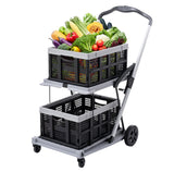 Collapsible Shopping Cart on Wheels, Folding Shopping Cart with 360° Swivel Wheels, Multi Use Utility Cart