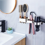 Oukimly Hairdryer Holder Wall Mounted Hair Straightener Holder, Blow Dryer Holder, Metal Hair Tool Organizer for Straighteners, Hair Dryer, Brush, Curling Iron (Silver)