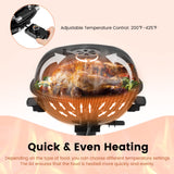 HAPPYGRILL 1600W Electric Grill Outdoor, Portable BBQ Grill with Warming Tray, Removable Non-Stick Grill Rack, Adjustable Temperature& Oil Drip Tray for Patio, Camping, Picnic (Balck)