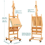 VISWIN Double-Sided Easel & Drafting Table, Hold 1 or 2 Canvas, Solid Beech Wood Artist Easel for Painting Canvas, Adjustable H Frame Easel with Tray & Wheels, Art Easel Stand for Adults, Artists