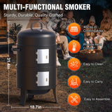 GRiliFE 16" Charcoal Smoker, 3 in 1 Heavy Duty Vertical Barbecue Grill, Outdoor Fire Pit 402 Square Inches Cooking Area, Versatile Outdoor Smoker Grill, Black