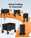 Wagons Carts Foldable, Collapsible Foldable Wagon 330lbs Capacity, Large Capacity Wagon Cart with All-Terrain Wheels,Heavy Duty Utility Wagon Cart