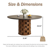VAFON 51.18" Sintered Stone Dining Table, Round Kitchen Table for 4-6