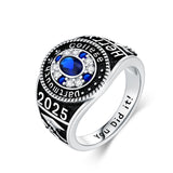 Oseew 2027 Men Custom Gold Graduation Class School Ring High (White Gold)