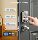 Veise KS02A Fingerprint Door Lock, Keypad Deadbolt, Satin Nickel